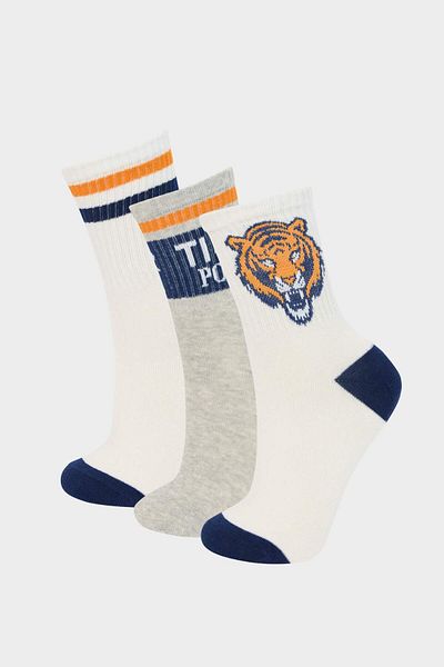 DeFacto 3-teilige lange Baumwollsocken für Jungen E5533A8NS