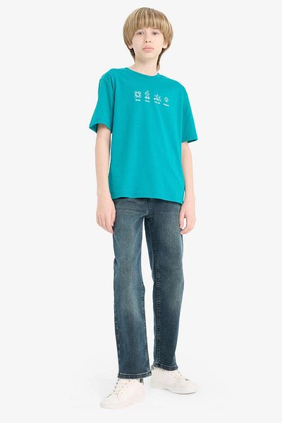 DeFacto Boy's Crew Neck Printed Short Sleeve T-Shirt F2571A825Sm