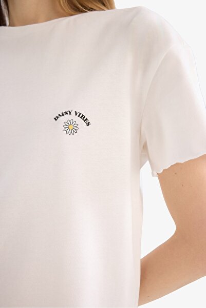 DeFacto Pijama Takımı Kısa Kollu Üst Esnek Belli Uzun Alt-fall In Love F1595ax25sm