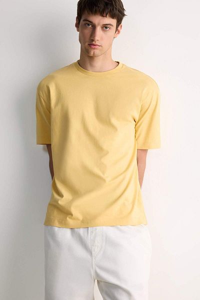 DeFacto 100% Cotton Boxy Fit Crew Neck Basic Plain Short Sleeve T-Shirt D6070Ax25Sp