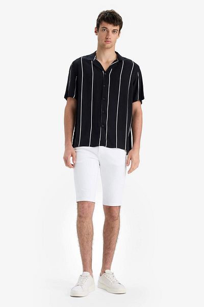 DeFacto Regular Fit Apache Collar Striped Summer Short Sleeve Shirt E2559Ax25Sm