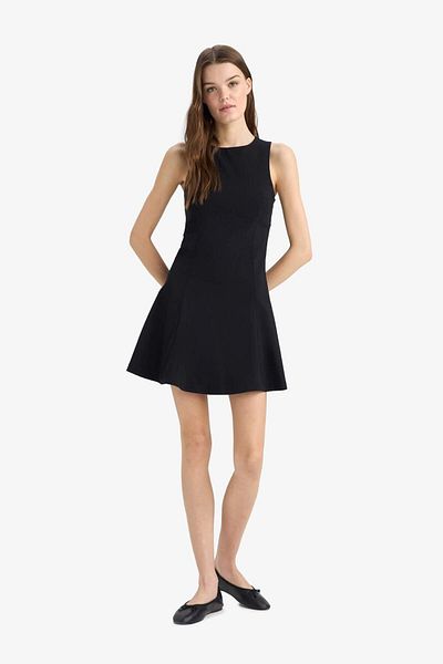 DeFacto Coool Crew Neck Bengalin Sleeveless Mini Summer Dress F2666Ax25Sm