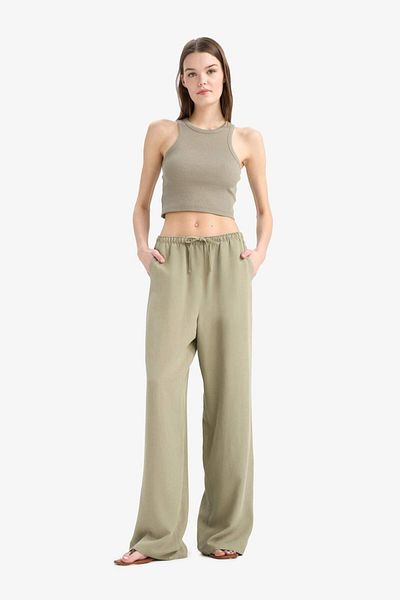 DeFacto Linen Blended - Wide Leg Regular Length Trousers C4545AX24SM