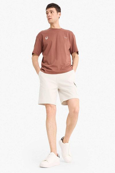 DeFacto 100% Cotton Boxy Fit Crew Neck Back Printed Short Sleeve T-Shirt E1698Ax25Sm