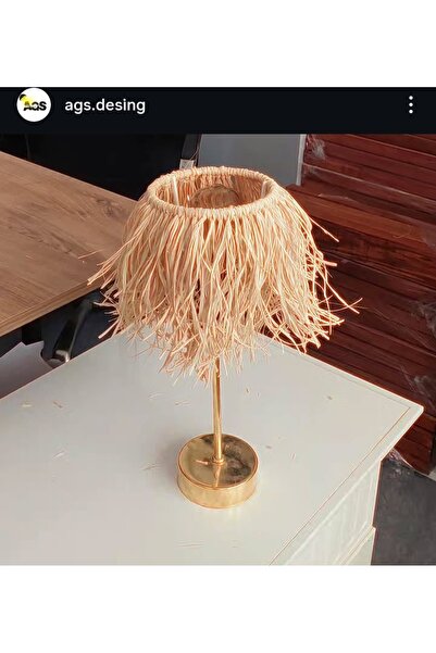 Genel Markalar El Yapımı Doğal Rafya Masa Lambası – Şık ve Etnik Tasarım