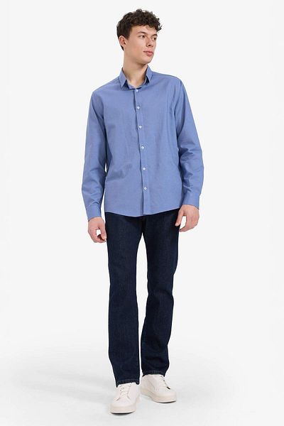 DeFacto Regular Fit Polo Collar Linen Summer Long Sleeve Shirt E1729Ax25Sp