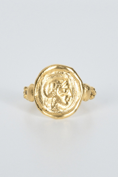 BE BLUE Gold Madalion Ring