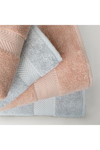 Linens مجموعة من 4 مناشف وجه/حمام قطنية من فيتا، وردي/مينك
