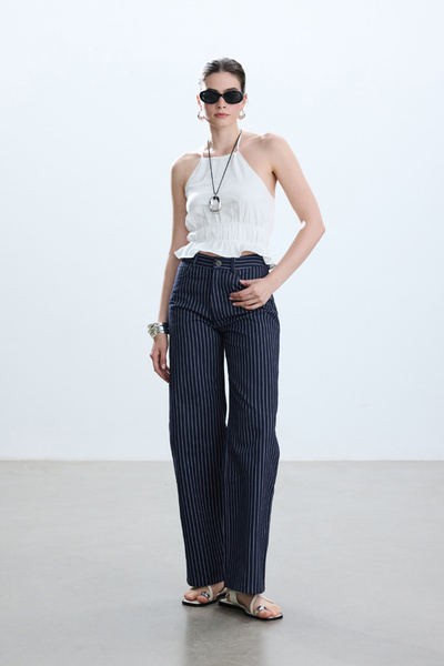 BE BLUE ÇİZGİLİ GABARDİN PANTOLON