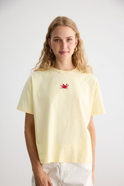 BE BLUE Crab Embroidered Short Sleeve T-Shirt