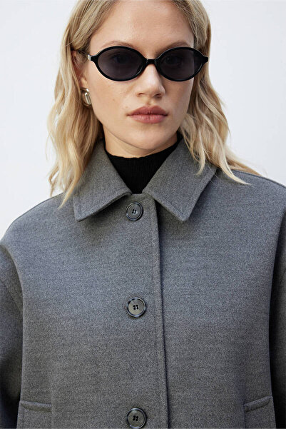 BE BLUE ΚΟΝΤΟ ΠΑΛΤΟ ΜΕ ΓΚΡΙ ΚΟΥΜΠΙΑ