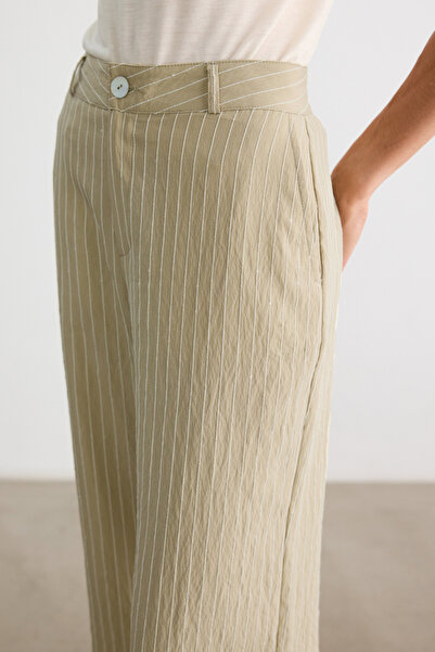 BE BLUE Green Shiny Palazzo Pants