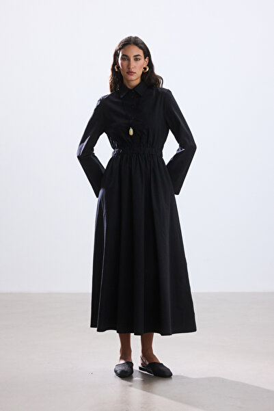 BE BLUE ΦΟΡΕΜΑ ΠΟΠΛΙΝ ΠΟΥΚΑΜΙΣΟ ΜΕ ΜΑΥΡΗ ΛΕΠΤΟΜΕΡΗΣ ΤΣΕΠΗ