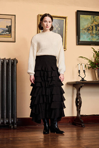 BE BLUE Ecru Balloon Sleeved Sweater