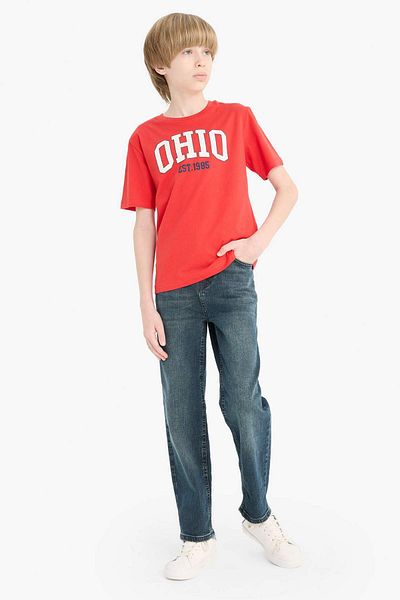 DeFacto Bedrucktes Kurzarm-T-Shirt für Jungen mit Rundhalsausschnitt E0170a825sm