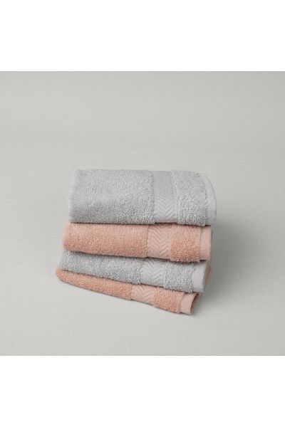 Linens مجموعة فيتا مكونة من 4 مناشف قطنية مقاس 33x33 سم وردي/مينك