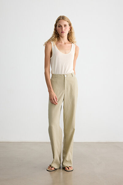 BE BLUE Green Shiny Palazzo Pants