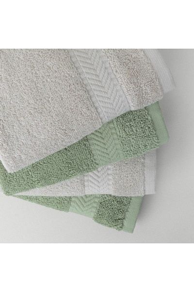 Linens مجموعة فيتا مكونة من 4 مناشف قطنية مقاس 33x33 سم كاكي/رمادي