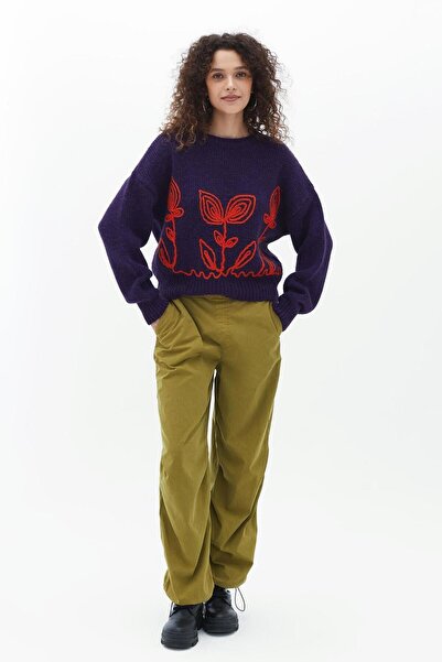 Fashion Friends Purple Embroidered Sweater