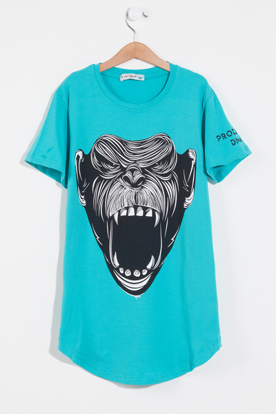 Cansın Mini Tricou pentru băiat Mint Gorilla Print 8-13 ani 1300-5