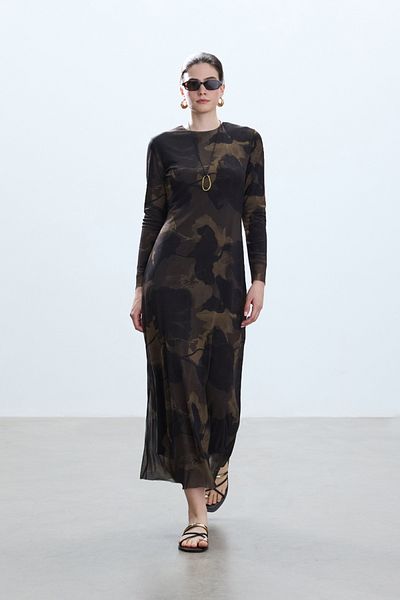 BE BLUE Brown Floral Tul Dress