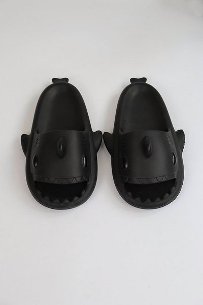Erbilden Wg500 Shark Black Unisex Full Orthopedic Slippers Shark Slides