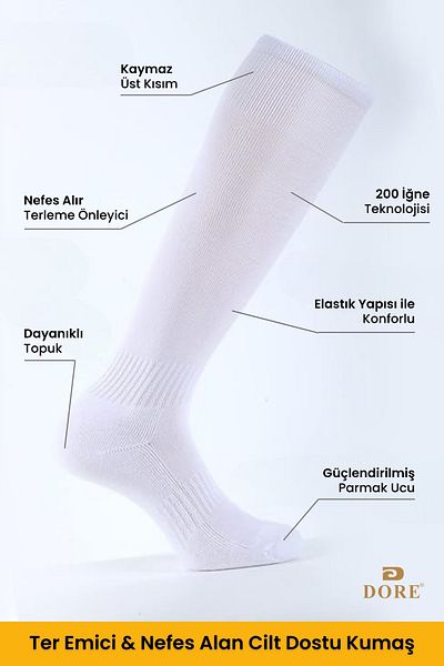 Dore Original 1 pereche de șosete lungi pentru copii, premium, absorbanți de transpirație și respirabili, pentru meci de fotbal, 33-39