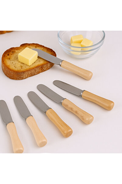 New Life Ahşap Saplı 6'lı Terayağ Bıçağı - Kahverengi - 10,2 cm