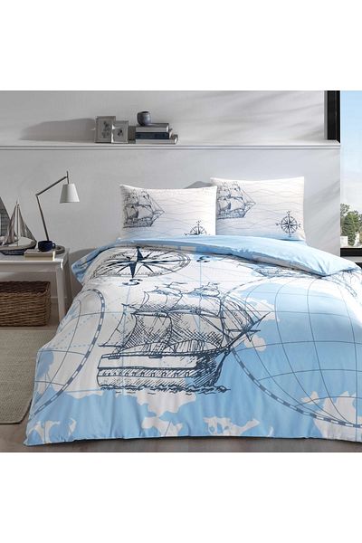 Taç Turquoise Ocean Ranforce Double Duvet Cover Set