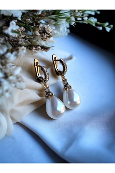 FAYRA ACCESSORIES Zirkon Taşlı İnci Küpe