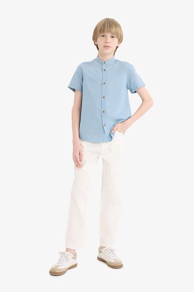 DeFacto Boy's Judge Collar Short Sleeve Shirt F3583A825Sm