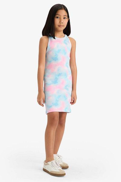 DeFacto Rochie de vară fără mâneci pentru fete, cu model tie-dye, cu șnur B4489a825sm