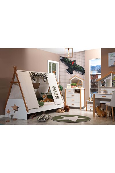 benim odam My House Montessori Kamp Karyola Ve Kamuflaj Çadırı 90 X 200