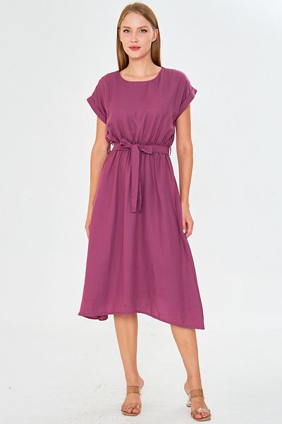 armonika Rochie pentru femei Dusty Rose, cu cravată elastică în talie ARM-19Y001060