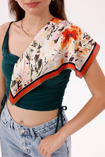 tarzınısec Eșarfă cu model de flori portocalii Estascarf