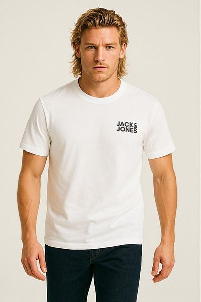Jack & Jones Λογότυπο Crew Neck Τυπωμένο T-shirt-corplogo Λευκό