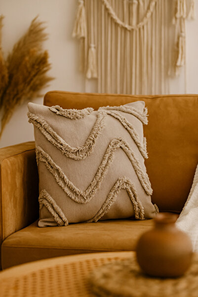 Calista home وسادة رمي ناعمة مع ريش ونمط - غطاء وسادة مزخرف ومريح مقاس 40 × 4...