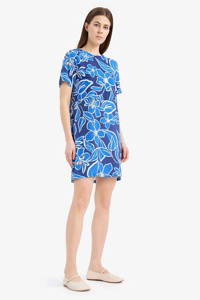 DeFacto Mini rochie de vară cu mânecă scurtă cu model floral cu decolteu rotund F1834ax25sm