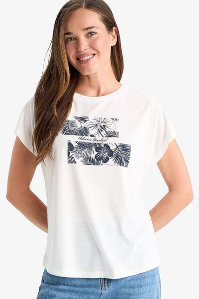 DeFacto Tricou cu mânecă scurtă cu imprimeu cu decolteu normal F3555ax25sm