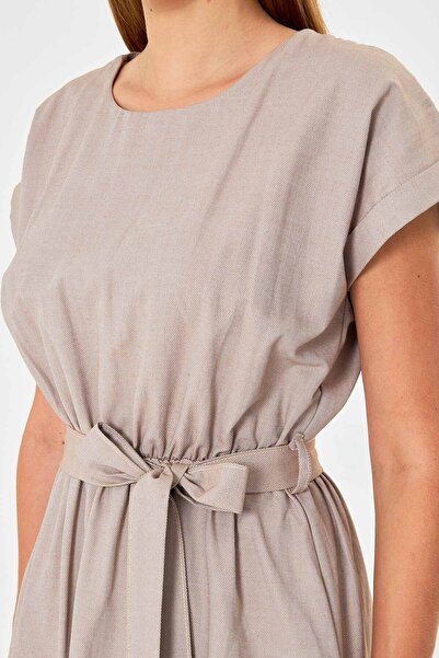 armonika Γυναικείο φόρεμα μινκ μέσης ελαστική γραβάτα ARM-18Y001133