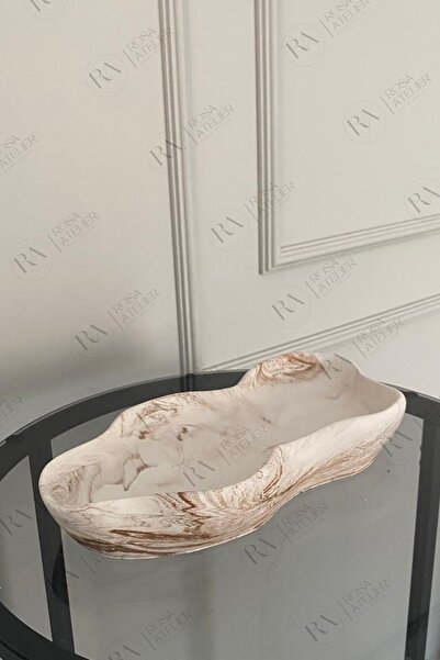 Rosa Atelier Düzensiz Bej Mermer Dersenli Kase, Organizer