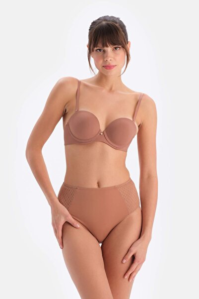 Dagi Коричневий бюстгальтер без бретелей з напівнаповненими чашками