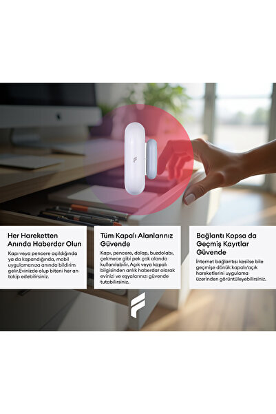 Fonri Akıllı Kablosuz Kapı Pencere Sensörü, Mobil Bildirim, Wifi, Uzaktan Takip, Google Asistan Ve Tuya