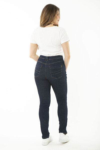 Şans Γυναικείο Skinny Jeans μεγάλου μεγέθους Navy Blue με 5 τσέπες στενό πόδι 65N37255