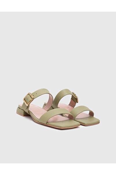 İLVİ Eldoris Справжня шкіра Зелені жіночі капці