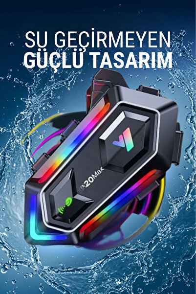 WUNİT 20MAX İki Kişi Bağlantılı Telsiz Özellikli 5.3 Motosiklet Kask Kulaklık RGB Motorsiklet Interkom