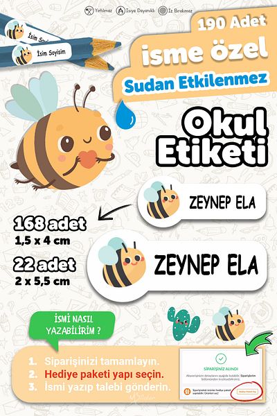 MSticker ملصق دفتر ملاحظات على شكل قلم رصاص للمدرسة، ملصق مخصص قابل للكتابة على شكل نحلة وصبار - 190 قطعة
