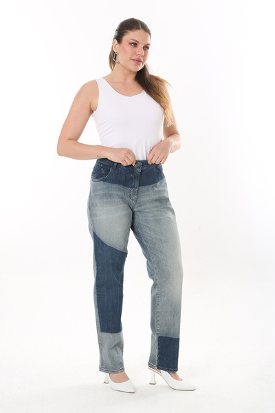 Şans Blugi cu 5 buzunare Lycra pentru femei, mărime mare, culoare albastră 65N37729