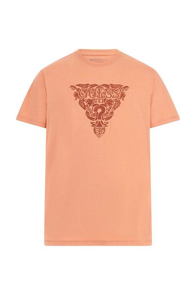 Guess Tricou pentru bărbați cu broderie florală portocalie