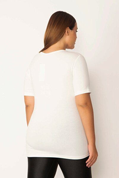 Şans Bluză cu decolteu în V cu imprimeu în față pentru femei de mărime plus 65n28390